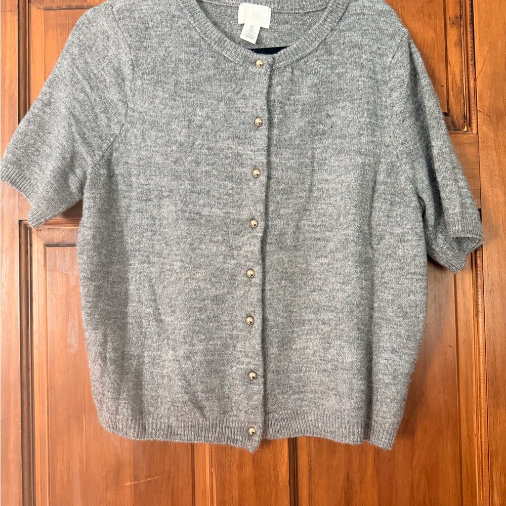 H&M Gray Short Sleeve Cardigan